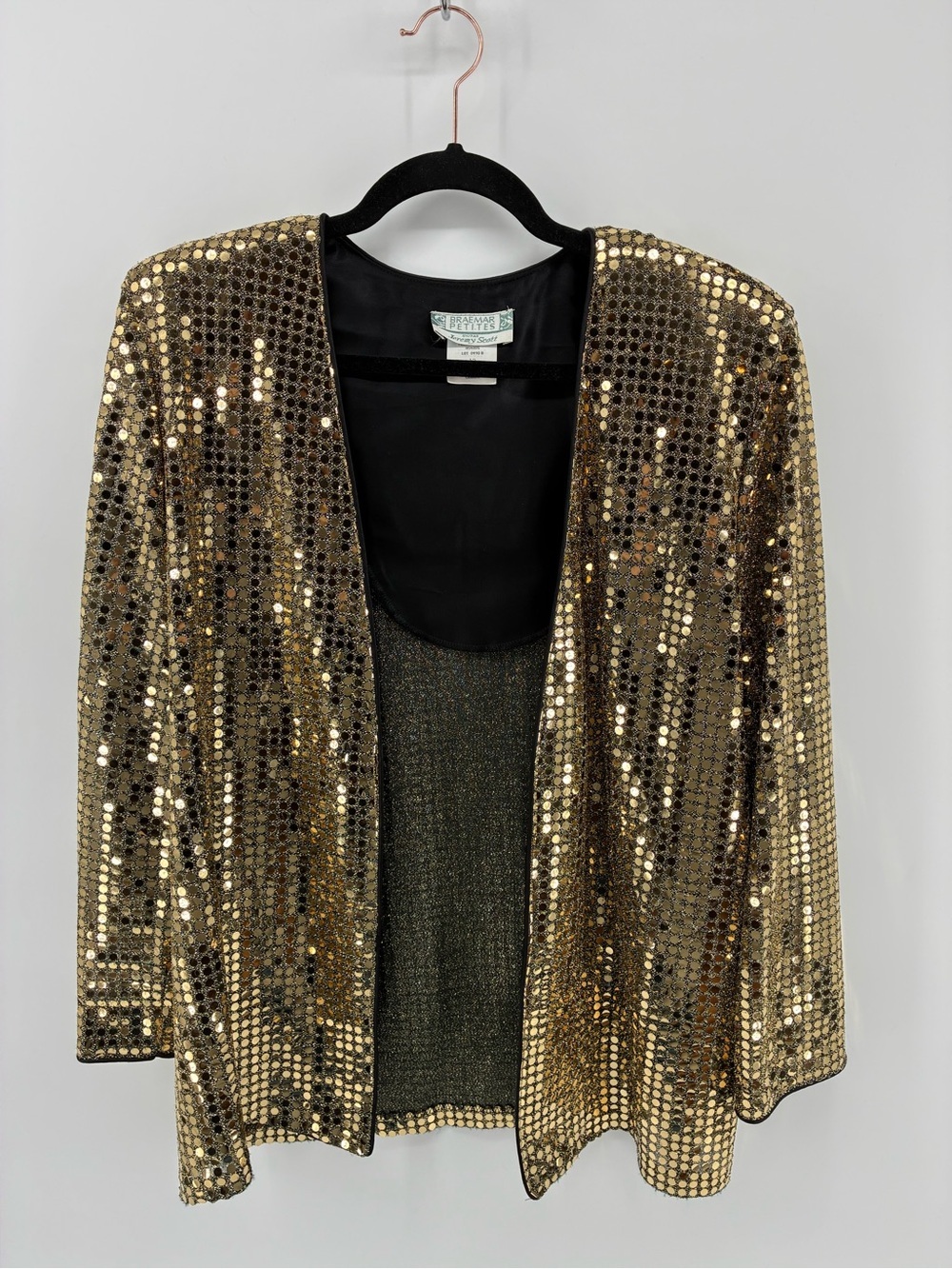 Vintage Braemar Petites by Jeremy Scott Gold Sequin Blazer Made in Canada